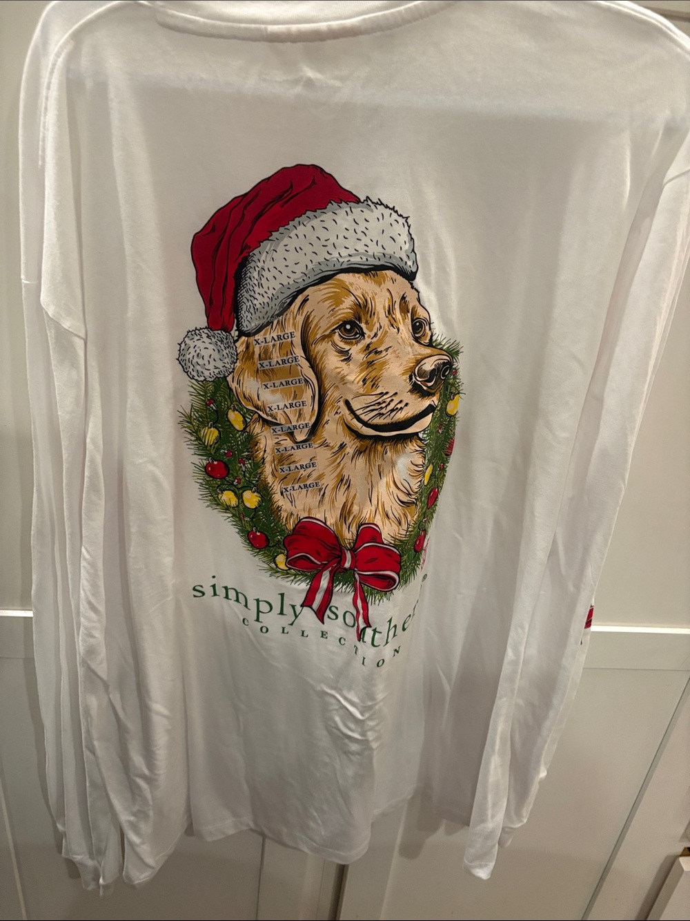Simply Southern White Long Sleeve Dog Santa Golden Retriever Tee